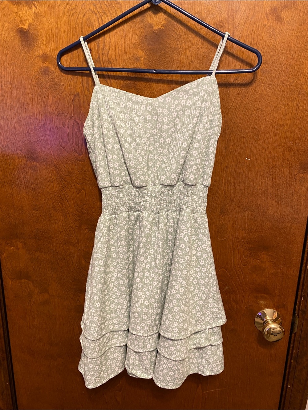 Emerald Sundae Sage Green Floral Tiered Sundress
